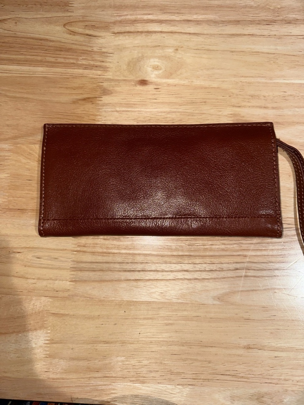 Classic Brown Leather Wristlet Clutch - Picture 2 of 7